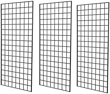 Grid Wall Commercial Grade Gridwall Panels – Heavy Duty Grid Panel for Any Retail Display Wall Grid 2' Width x 4' Height, Black (Pack of 3) by 7RiversART
