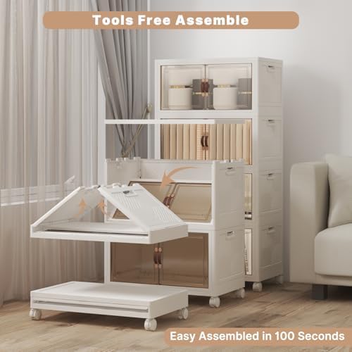 UAMFURI 208QT Stackable Storage Bins with Lids,Doors & Wheels - Image 4