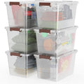 WYT 32 Qt Plastic Clear Storage Bin with Durable Lids and Latching Buckle, 6-Pack Tote Organizing Box Stackable and Nestable by WYT