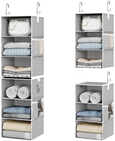 StorageWorks Hanging Closet Organizer, 6-Shelf with 2-in-1 Design, Ivory by StorageWorks