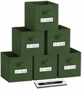 Storage Bins,13 Inch Cube Storage Bin with Labels,6pcs,Dark Green by Anyoneer
