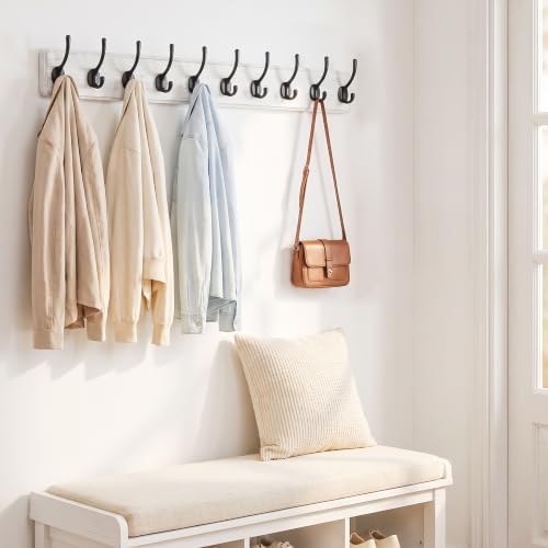 WEBI Coat Rack Wall Mount,38 9/16" Long,10 Hooks,Coat Hooks Wall Mounted Large Coat Hanger Wall Hooks for Hanging Coats,Clothes,Jacket,Hats,Entryway,Black/White - Image 2