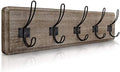 HBCY Creations Weathered Rustic Coat Rack Wall Mount with 5 Hooks, Solid Pine Wood 24 inch Wall Hooks for Entryway, Mudroom, Hallway, Bathroom - Vintage Farmhouse Style Wall Mounted Towel Rack by HBCYCreations