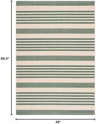 SAFAVIEH Courtyard Outdoor Area Rug 4'x5'7", Beige & Dark Green CY6062-322 - Image 2