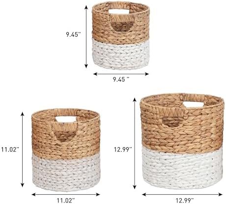happimess Avery 3-Piece Cylinder Nesting Baskets 13", White/Natural - Image 3