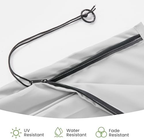 Deconk Patio Cantilever Umbrella Cover Outdoor Offset umbrellas Covers with Zipper and Rod UV Resistant Waterproof for Pool Deck Garden, Fog Grey - Image 5