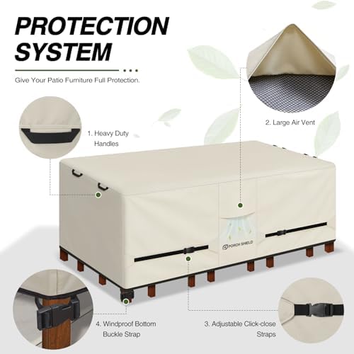 Porch Shield Waterproof Rectangular Patio Table Cover 108 x 70 inch, Beige - Image 4