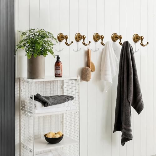 khtumeware 4 Pack 2-1/2 inch Antique Brass Vintage Towel Hooks - Image 4