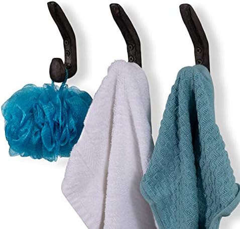 Rustic State Halle Wall Mount Cast Iron Hooks Coat Towel Bag Hat Hanger Multiuse Entryway Railroad Spike Rack Black Set of 6 - Image 5