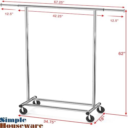 Simple Houseware Heavy Duty Clothing Garment Rack + Clear Garment Rack Cover (72''L x 54''H) - Image 2