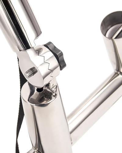 3 Tube Rod Holder-Stainless Steel Trident Outrigger Stylish-Tree Triple Rod Holder Adjustable Silver Kite Fishing Mount 3-Rod Racks for Boat, Ship, Yacht - Image 4