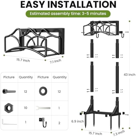 Keten Garden Hose Holder, Heavy Duty Metal, Freestanding for Outside - Image 6