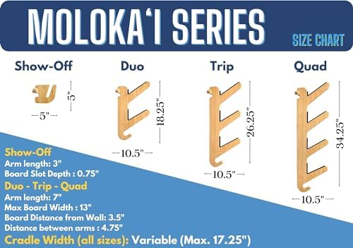 Grassracks Bamboo & Birch Snowboard Rack and Skateboard Rack - Moloka`i Series Snowboard Wall Mount - Image 3