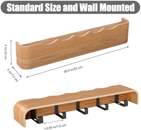 Coat Rack Wall Mount with Shelf 5 Hidden Hooks Modern Wooden Key Holder Entryway Organizer for Hallway Bedroom Bathroom Home Decor Storage for Hanging Coats Hats Bags Towels, Wave-Shape Oak - Image 3