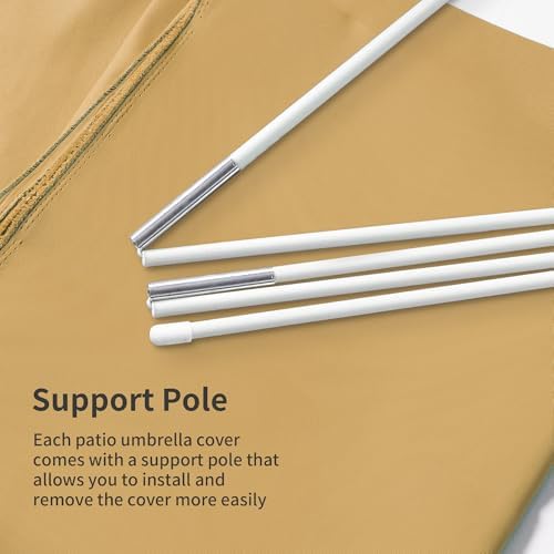 Cantilever Patio Umbrella Cover with Zipper and Pole, Khaki - Image 5