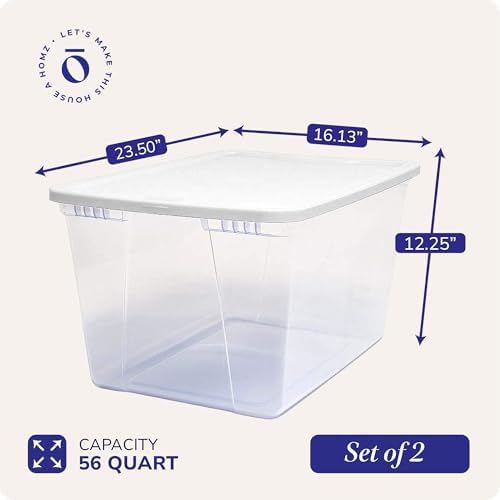 HOMZ Snaplock, Large Clear Plastic Storage Organizer Bins w/Lids, 2 Pack - Image 5