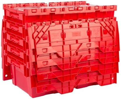 HE HUDSON EXCHANGE 19.6x11.6x7.3” (5 Pack, 3.7 Gallon) Tote with Attached Lid, Red by HudsonExchange