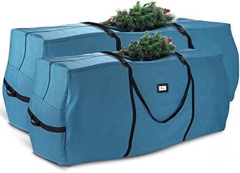 Hearth & Harbor Christmas Tree Storage Bag - Artificial Christmas Tree Bag with Reinforced Handles, Dual Zipper, Wide Opening - Storage Container for Trees and Decorations, 7.5 + 9 FT - 600D Oxford - Image 2