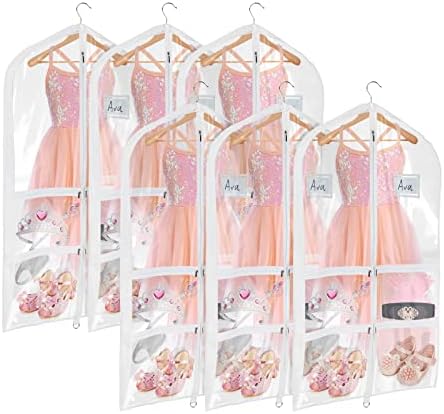 Univivi 40 Inch Dance Costume Garment Bags for Dancers, Clear, 6 Pack by Univivi
