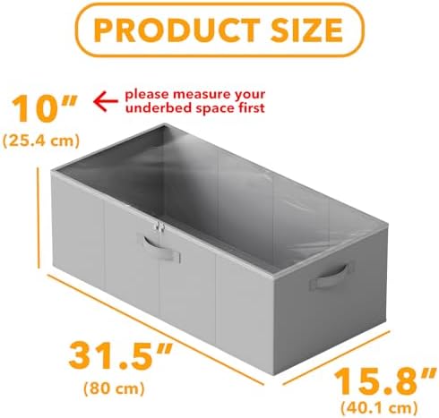 SpaceAid 4 Pack 10" High Under Bed Storage Containers, Large Underbed Storage Organizer Bins with Lids for Bedroom, Dorm, Clothes, Closet Organization, Bed Sheets and Blankets (Gray) - Image 3