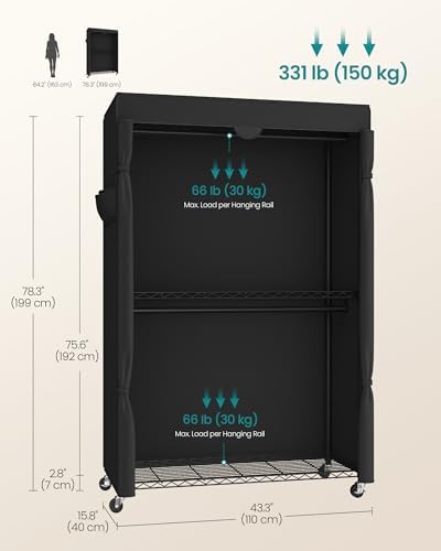 SONGMICS Clothing Rack, Heavy-Duty Garment Rack, Adjustable Storage Shelves - Image 6
