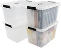 4-Pack 25 Quart Storage Boxes, Plastic Storage Latch Bin by Uumitty