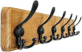 Dseap Coat Rack Wall Mounted - 24" Long 6 Tri Hooks, Heavy Duty Wooden Wall Coat Hanger Coat Hook for Clothes Hat Jacket Clothing, Weathered Yellow and Black by Dseap