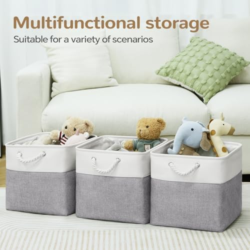13x13 Inch Foldable Fabric Cube Storage Bins with Handles 6 Pack - Image 5