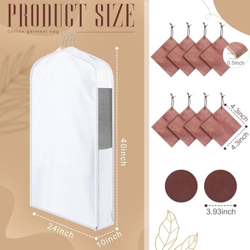 Briwooody Cotton Garment Bags,2 Sets,Moth Protection,40 x 24 x 10 in, White - Image 2