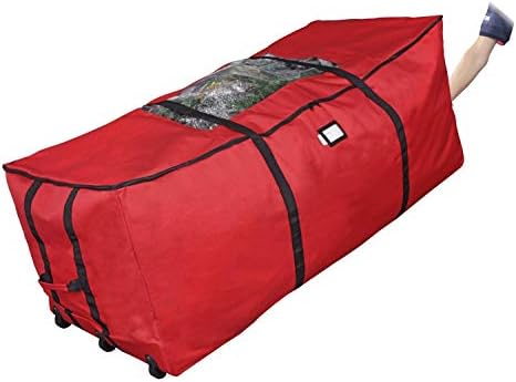 ProPik Rolling Christmas Tree Storage Bag, Fits Up to 9 Foot Tall Disassembled Trees, 25" X 25" X 60", Extra Large Heavy Duty Xmas Container with Wheels, Handles and Straps (Red) - Image 6