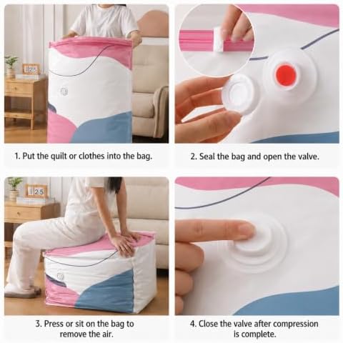 No Pump Vacuum Storage Bags, 3D Large Capacity Compression Bags for Storage, Space Saver Bags for Comforters, Blankets, Bedding and Clothes - Image 6