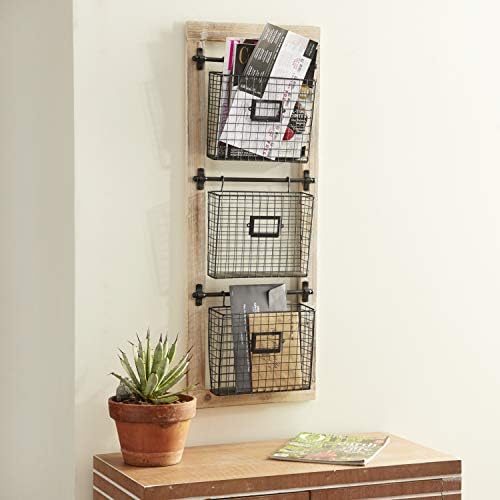 Deco 79 Farmhouse Metal Wall Mounted Rack for Magazines, Books, Newspapers, Bathroom/Offie/Living Rom Storage, 14" x 4" x 36", Black - Image 2