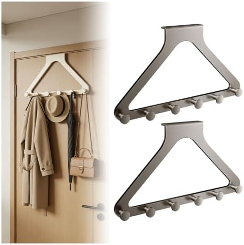 Fodeuxp Over the Door Hanger Organizer, Home Storage Hooks, Gray, 2 Pcs by Fodeuxp