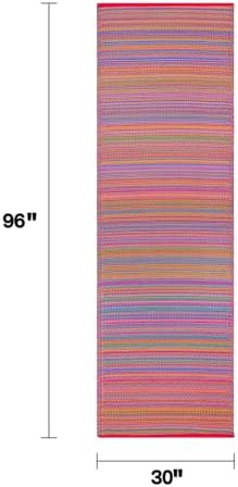 Fab Habitat Outdoor Rug - Waterproof, Fade Resistant, Crease-Free - Premium Recycled Plastic - Striped - Porch, Deck, Balcony, Hallway, Poolside - Cancun - Multicolor - 2.5 x 8 ft Runner - Image 2