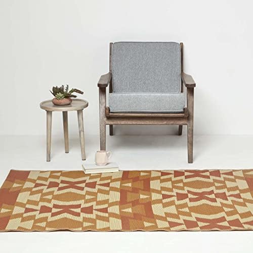 HOMESCAPES Luxury Extra Large Outdoor Rugs for Garden Patio 100% Waterproof Recycled Plastic Mat Carpet 150 x 240cm Reversible Red & Orange Geometric Rug Anya, Indoor/Outside & Portable, Seamless - Image 5