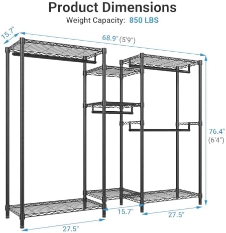 VIPEK Classic V6 Wire Garment Rack, Dynamic Closet System Adjustable - Image 4