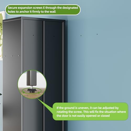 SUPEER 72-Inch Metal Locker with Hanging Rod and Interior Box, Black - Image 6