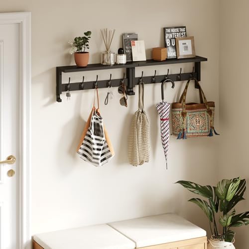 AMBIRD Coat Rack Wall Mount with Shelf, 17.1 Inches Coat Hooks Wall Mounted, Hat Wall Hooks for Hanging in Entryway, Living Room, Bathroom, Bedroom (Black) - Image 5