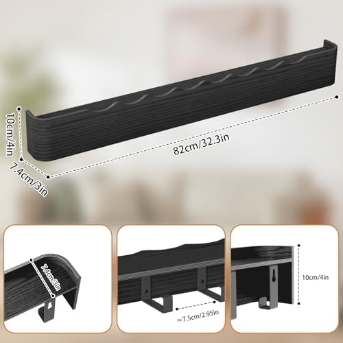 Wall Mounted Coat Rack with Shelf, Wooden Entryway Organizer with Hidden Metal Hooks for Hanging Coats Bags Keys, Modern Floating Shelf for Hallway Bathroom - Image 2