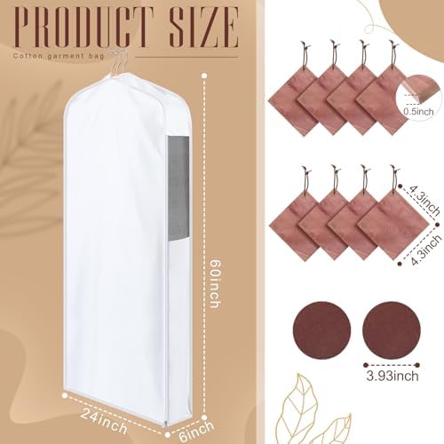 Briwooody Long Garment Bags, 2 Sets, Moth Protection, 60 x 24 x 6 in, White - Image 2