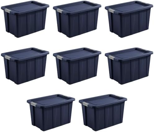 Sterilite 8-Pack Storage Bins with Lids, Heavy Duty Totes, Tuff1, 30 Gallon, Dark Indigo by Sterilite