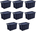 Sterilite 8-Pack Storage Bins with Lids, Heavy Duty Totes, Tuff1, 30 Gallon, Dark Indigo by Sterilite