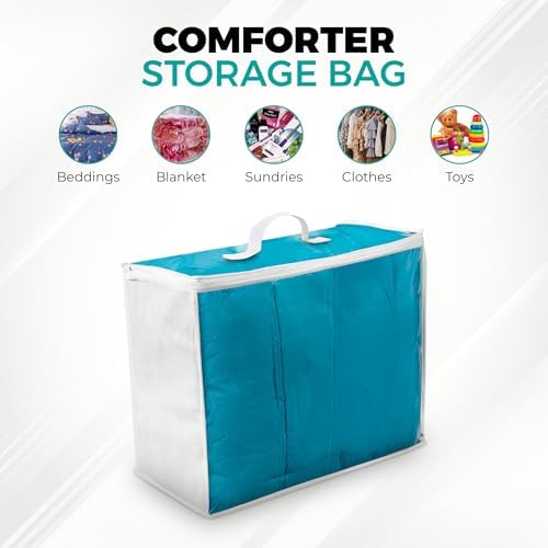 VitalUp Clear Plastic Storage Bag with Zipper, Foldable Moving Bag for Comforters, Blankets, Bedding, Storage Containers, Breathable, Durable Clothes and Duvet Closet Organizers, 6-pack 20x20x8 - Image 2