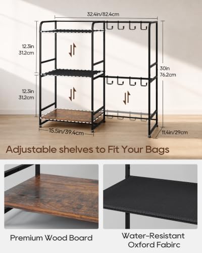 Large Purse Organizer, 3-Tier Purse Rack, Wall Mount or Freestanding - Image 3
