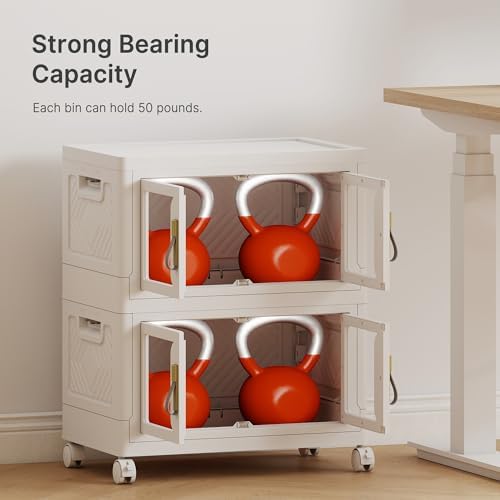168QT Stackable Storage Bins with Lids, 42Gal Foldable Storage Cabinets - Image 3