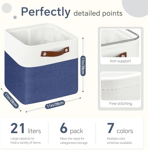 FinishingBo 11 inch Cube Storage Bin 6 Pack, Cube Organizer Bins - Image 4
