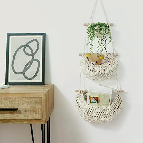 3 Tier Hanging Fruit Baskets for Kitchen, Handmade Cotton Organizer - Image 6