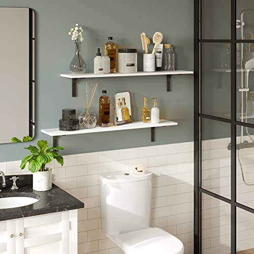 DINZI LVJ Long Wall Shelves, 39.4Inch Wooden Wall Mounted Shelves, Set of 2 - Image 5