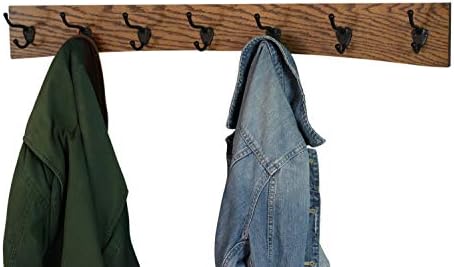 Oak Curved Back Wall Mounted Coat Rack - Bronze Hooks - Made in The USA (Walnut, 36" x 4.5" - 7 Hooks) - Image 2