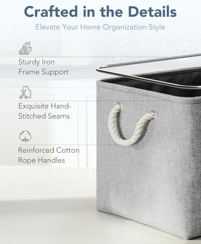 13x15x13 Inch Large Storage Bins with Cotton Rope Handles 6-Pack - Image 5